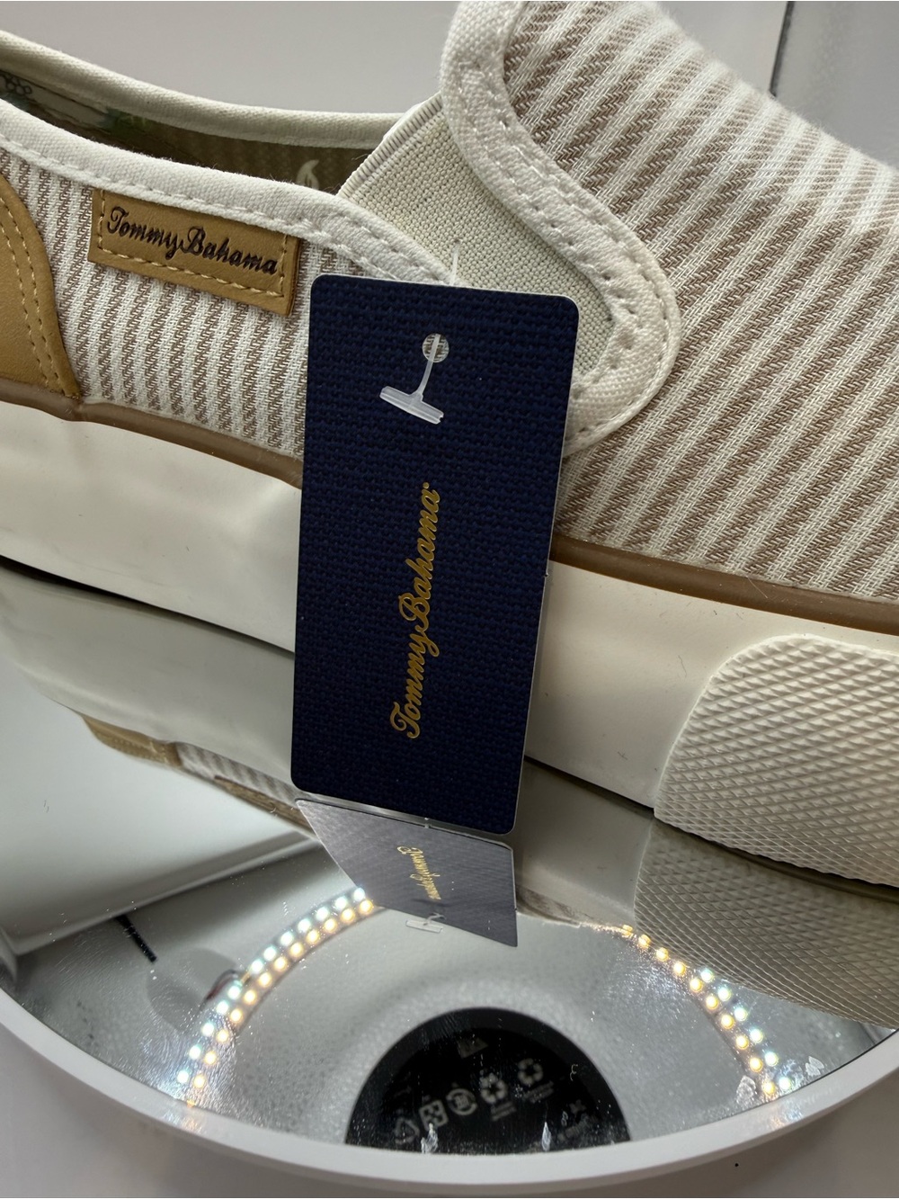Tommy Bahama Striped Slip-On Espadrille in Cream and Tan - Picture 2 of 8